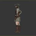 Vintage Aviator Style Living Apparel with Leather Vest Green Dress Boots Helmet and Goggles