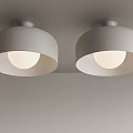 Two Modern White Dome Shaped Ceiling Lights Mounted On Ceiling For Home Interior 3d model