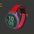 Smart Watch With Red Strap Black Dial Silver Case Digital Display Time Temperature