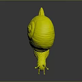 Snail With Red Shell Textured Body And Long Antennae On Gray Background