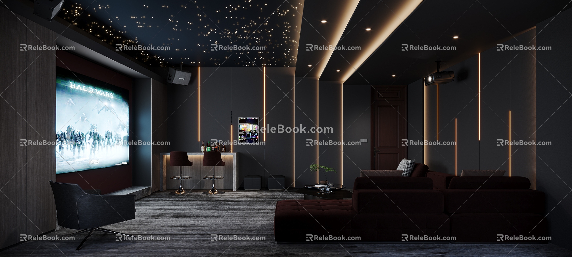 modern video room 3d model