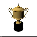 Golden Trophy Award With Two Handles Black Base And Spire On Top