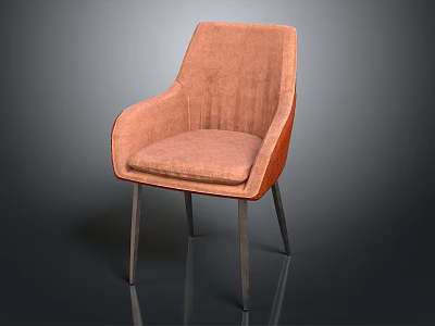Modern Single Sofa Upholstered In Blush Fabric With Metal Legs And Armrests 3d model