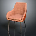 Modern Single Sofa Upholstered In Blush Fabric With Metal Legs And Armrests