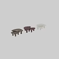 Modern Oval Dining Tables With Red And Beige Marble Tops And Legs