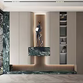 Modern Entryway Cabinet And Side Cabinet With Elegant Marble Design And Storage Shelves