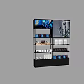 Modern Display Shelves With Electronic Items And Digital Screen In Retail Store 3d model