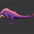 Vibrant Purple Dinosaur 3D Model With Pink Dorsal Fins And Yellow Underbelly