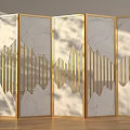 Modern Gold Wave Design Room Screen with Metal Frame and Light Shadow Effect 3d model