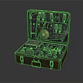 Open Vintage Equipment Case Containing Tools Copper Components and Metal Parts