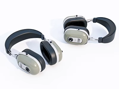 Modern Over Ear Headphones With Comfortable Ear Cups And Sleek Gray Black Design 3d model
