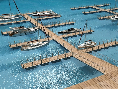 modern wharf pontoon pier model