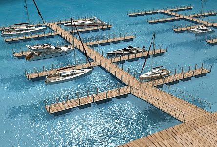 modern wharf pontoon pier 3d model