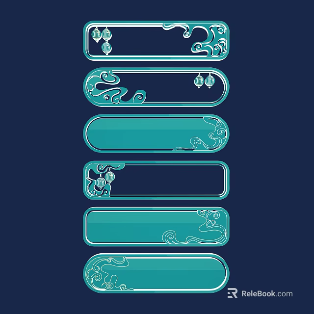 Decorative Blue Handles Featuring Traditional Cloud Motifs And Intricate Design Patterns 3d model 