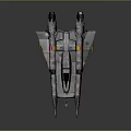 Futuristic Spaceship With Streamlined Gray Body Twin Engines And Red Yellow Markings