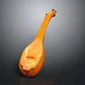 Traditional Orange Wooden Lute Shaped Decorative Home Living Accessory Piece