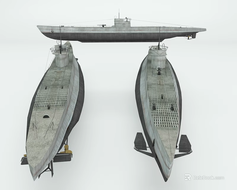 Two Warship Models Displaying Top View Deck Structure And Turret Details 3d model 