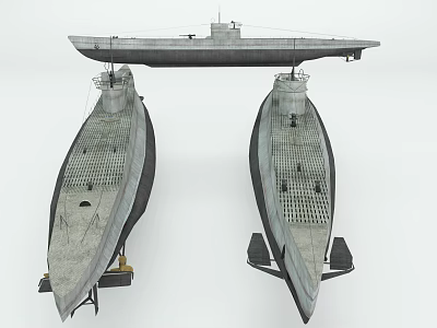 Two Warship Models Displaying Top View Deck Structure And Turret Details 3d model