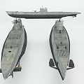 Two Warship Models Displaying Top View Deck Structure And Turret Details 3d model
