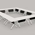 Modern Simple Conference Table With White Tabletop Black Folding Legs And Wheels 3d model