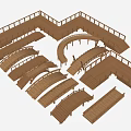 Wooden Landscape Bridge Models with Various Curved Shapes Railings and Steps