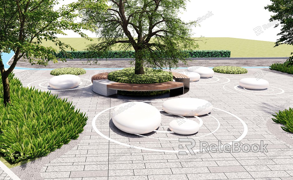 Modern Park Park Landscape Park Small Square Pocket Park Community Park Street Corner Park Landscape Seat model