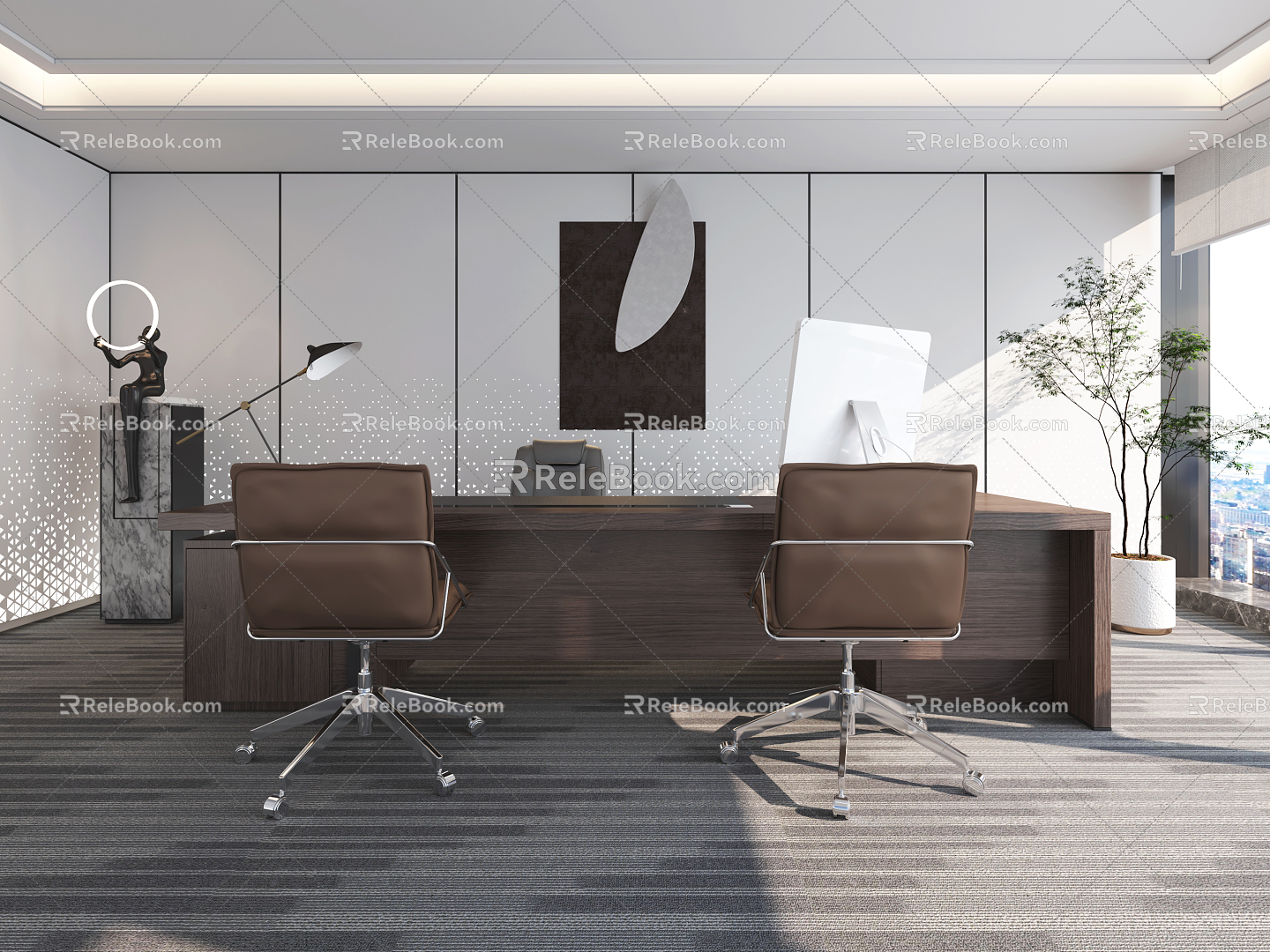 Modern Office Desk and Chair Manager Desk and Chair Boss Chair 3d model