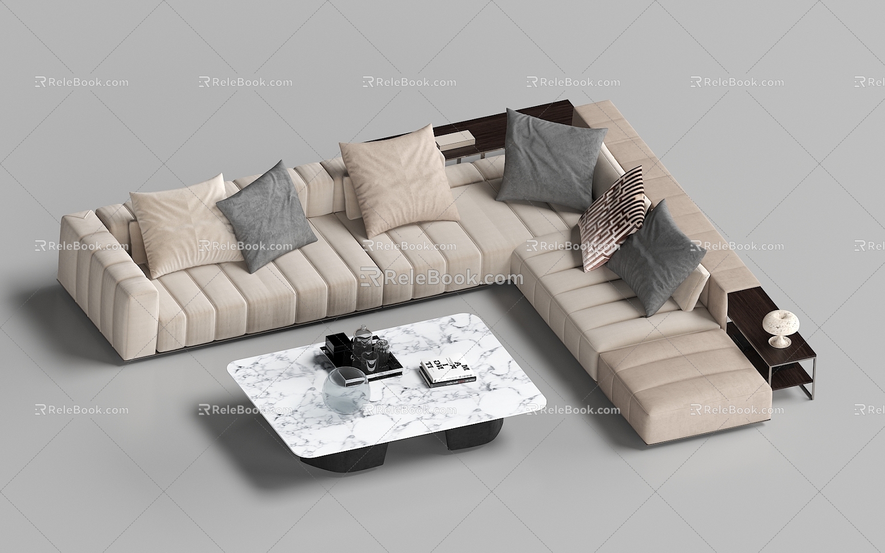 Modern Multi-person Sofa Coffee Table Combination Fabric Sofa Corner Sofa model