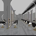 Modern Beauty Hair Salon Interior With Marble Accents Neat Styling Chairs And Green Plant