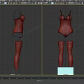 Women's Dark Bodysuit With Thin Straps And High Waist Lace Trim Stockings