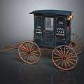 Classic Antique US Mail Carriage With Green Exterior And Large Wooden Wheels