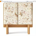 Elegant Modern Sideboard With Wooden Legs And Decorative Pattern Cabinet Doors