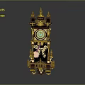 Antique Grandfather Clock With Ornate Carvings Gold Accents And Round Face