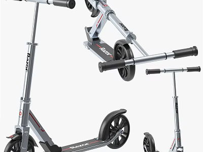 Razor Foldable Scooter With Silver Frame Black Wheels And Modern Design 3d model