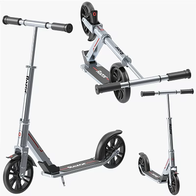Razor Foldable Scooter With Silver Frame Black Wheels And Modern Design 3d model