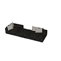 Gray L shaped Sectional Sofa With Pillows On Marble Floor And Scenic View 3d model