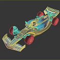 Sleek Blue Formula Racing Car With Aerodynamic Body Rear Wing And Sponsor Logos
