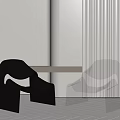 Two Modern Leisure Chairs Black And Transparent Acrylic With White Wall Vertical Blinds