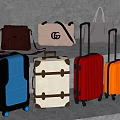 Luggage and Handbags Collection in Blue White Red Yellow with Rolling and Vintage Designs