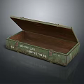 Open Green Metal Crate With Wooden Interior And Labeled Details