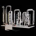 Silver Industrial Equipment Setup With Metal Pipes Vessels And Structural Framework 3d model