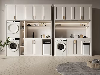 American Washing Machine Cabinet Balcony Laundry Cabinet 3d model