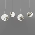 Decorative Four Hanging Chandeliers Featuring Moon Surface Texture On Gray Background 3d model