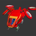Red Aerospace Drone With Four Rotors And Yellow Stripe For Space Missions