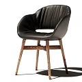 Modern Dining Chair With Arched Wooden Back Beige Cushion And Slender Legs