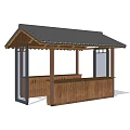 Traditional Wooden Outdoor Chair With Pavilion Structure For Garden Patio