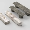 Stone Benches And Slabs With Rough Weathered Textures In Different Sizes 3d model