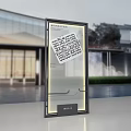 Outdoor Digital Signboard With QR Code Display And Modern Building Background 3d model