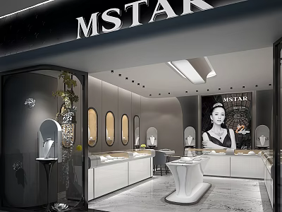 MSTAR Luxury Jewelry Boutique Interior With Modern Display Counters And Elegant Design 3d model
