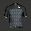 Black and Blue Short Sleeve Athletic Jersey With Zipper Front Mesh Panel And Logo Detail